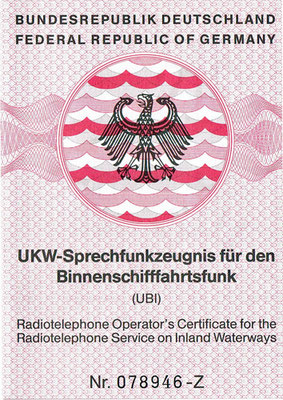 Bild vom Schein UKW Sprechfunk Binnen (UBI)